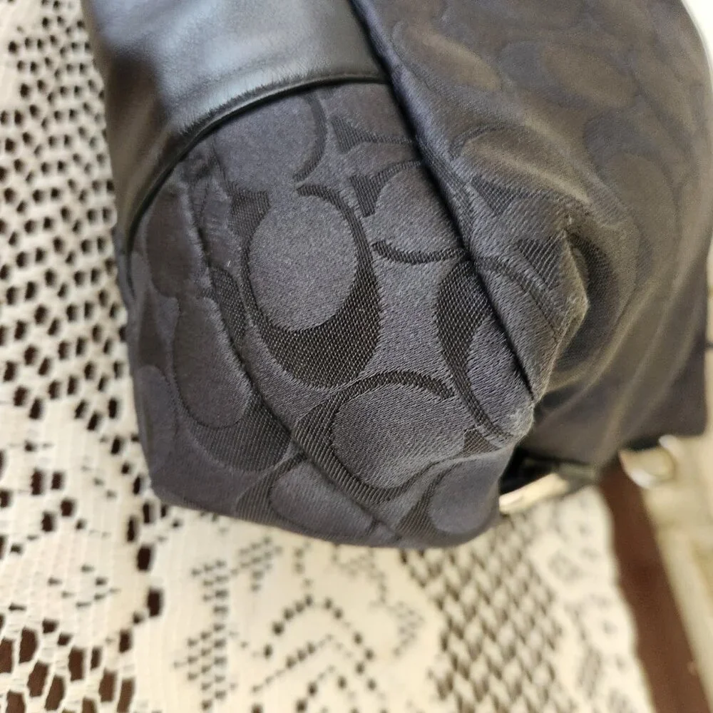 Like New Coach Ashley Black & Gray Handbag Satchal Tote Bag Purse